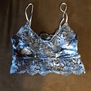 Forever 21 Blue Tye-Dye Lace crop top